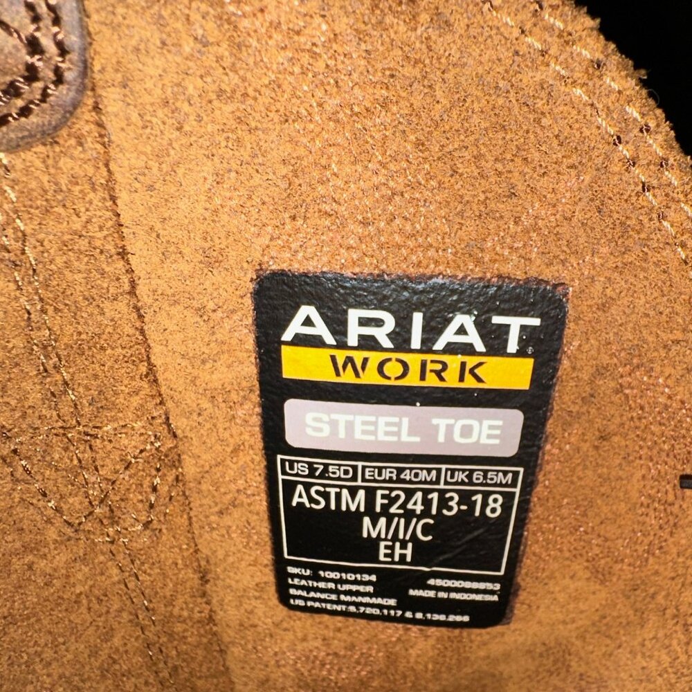 Ariat Men's Sierra Saddle Western Work Boots-Steel Toe 7.5D - Picture 6 of 7